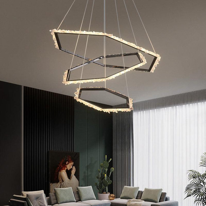 Primary Hexagon Rock Crystal Ring Chandelier