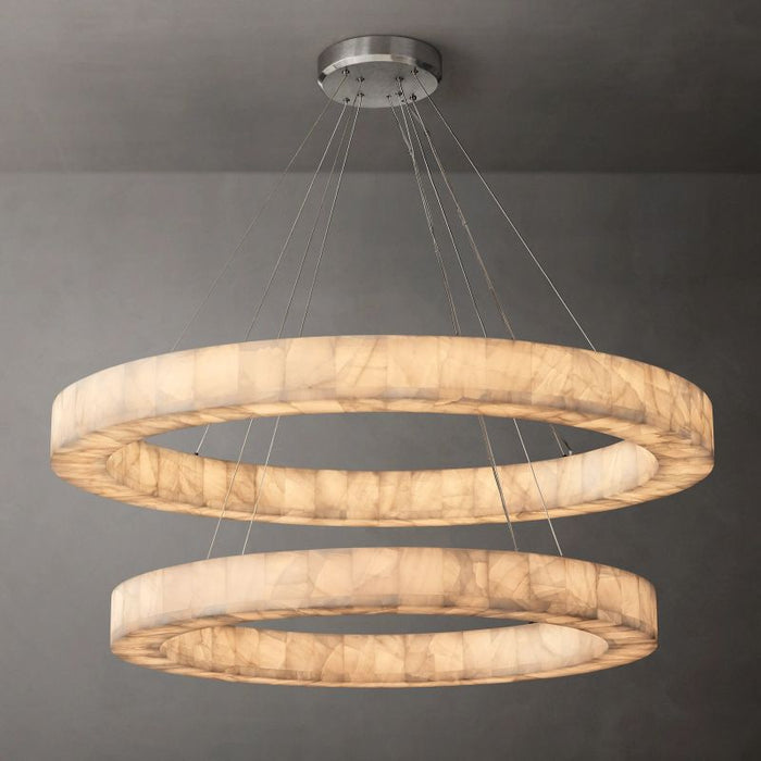 Rivage 2-Tier Round Calcite Chandelier 60"