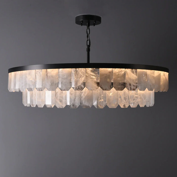 Rolande Double Rock Crystal Round Chandelier