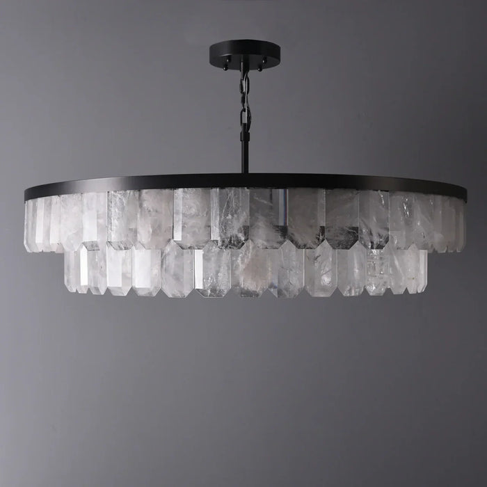 Rolande Double Rock Crystal Round Chandelier