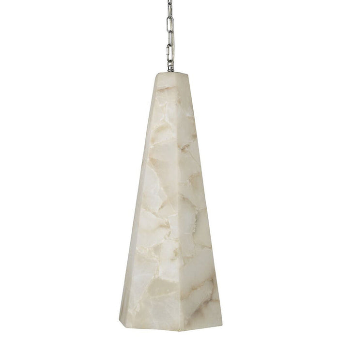 Tall Alabaster Tapered Hexagon Pendant Light