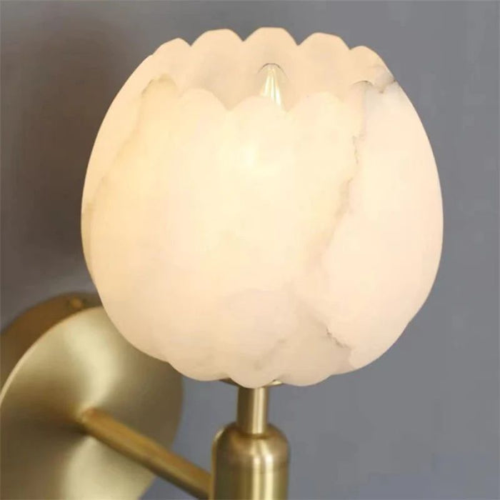 Alabaster Round Bedroom Bedside Wall Sconce