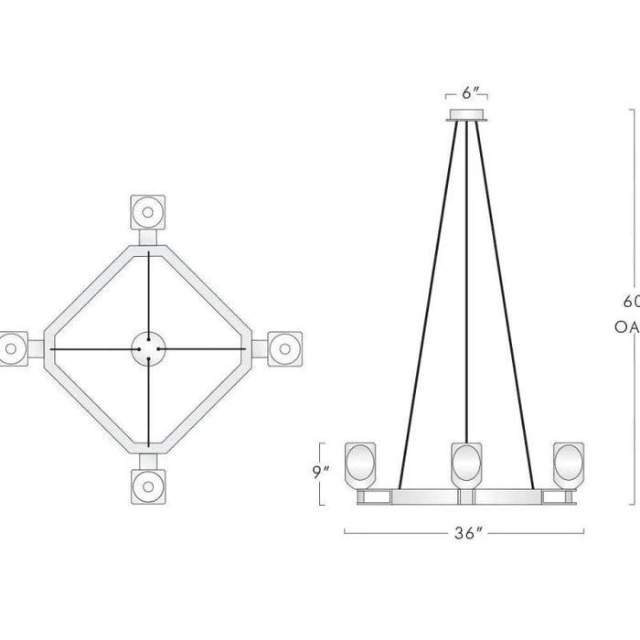 Kenia Contemporary 4-Lights Dining Square Chandelier