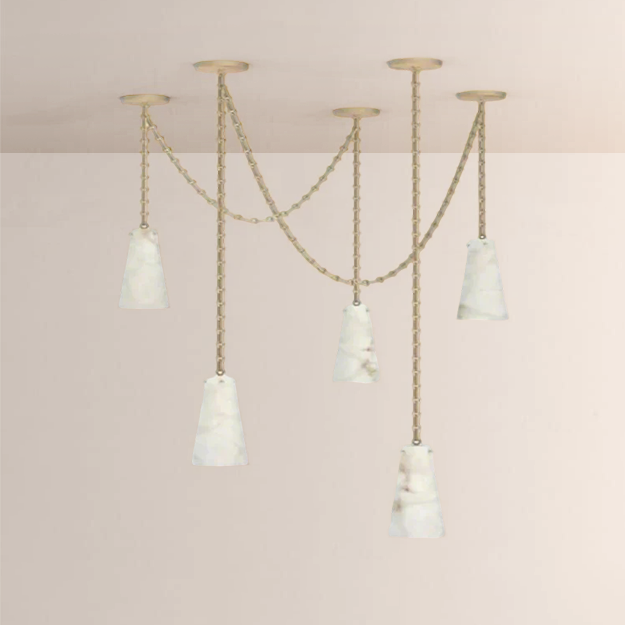 Steven Contemporary Alabaster Chandelier 5-Light