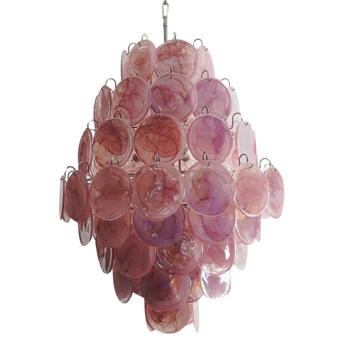 Pink Vintage Murano Glass Tiered Chandelier