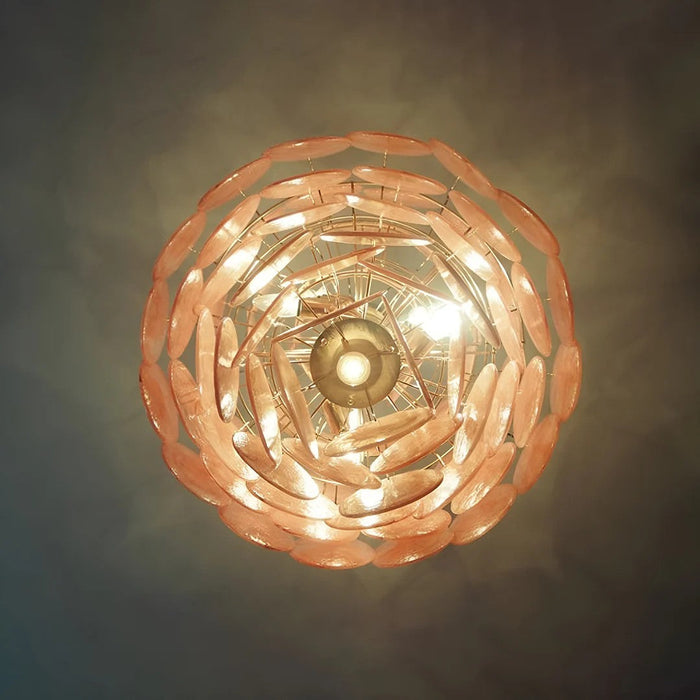 Pink Vintage Murano Glass Tiered Chandelier